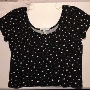 DONATING SOON Delia’s black w/ white hearts crop top
